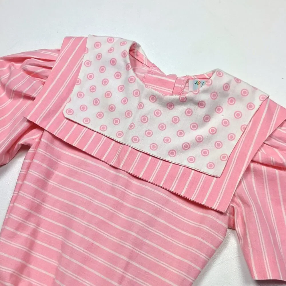 Vintage Hi-Girls Dress Girls Size 5 Pink Drop Waist Stripe Party